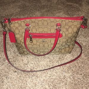 Brown and Red Coach Purse